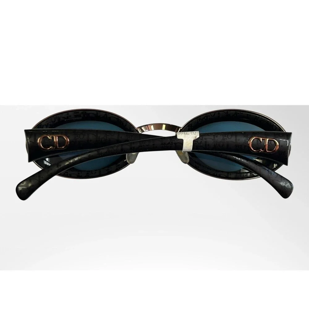 VTG Christian Dior Pin-Up Sunglasses Black Gold Oblique Monogram Oval Wrap